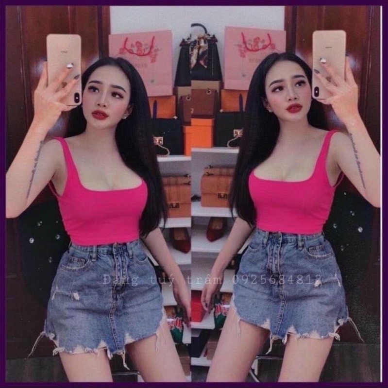 Áo croptop áo 2 dây dây hở lưng borip đủ màu alohashop91