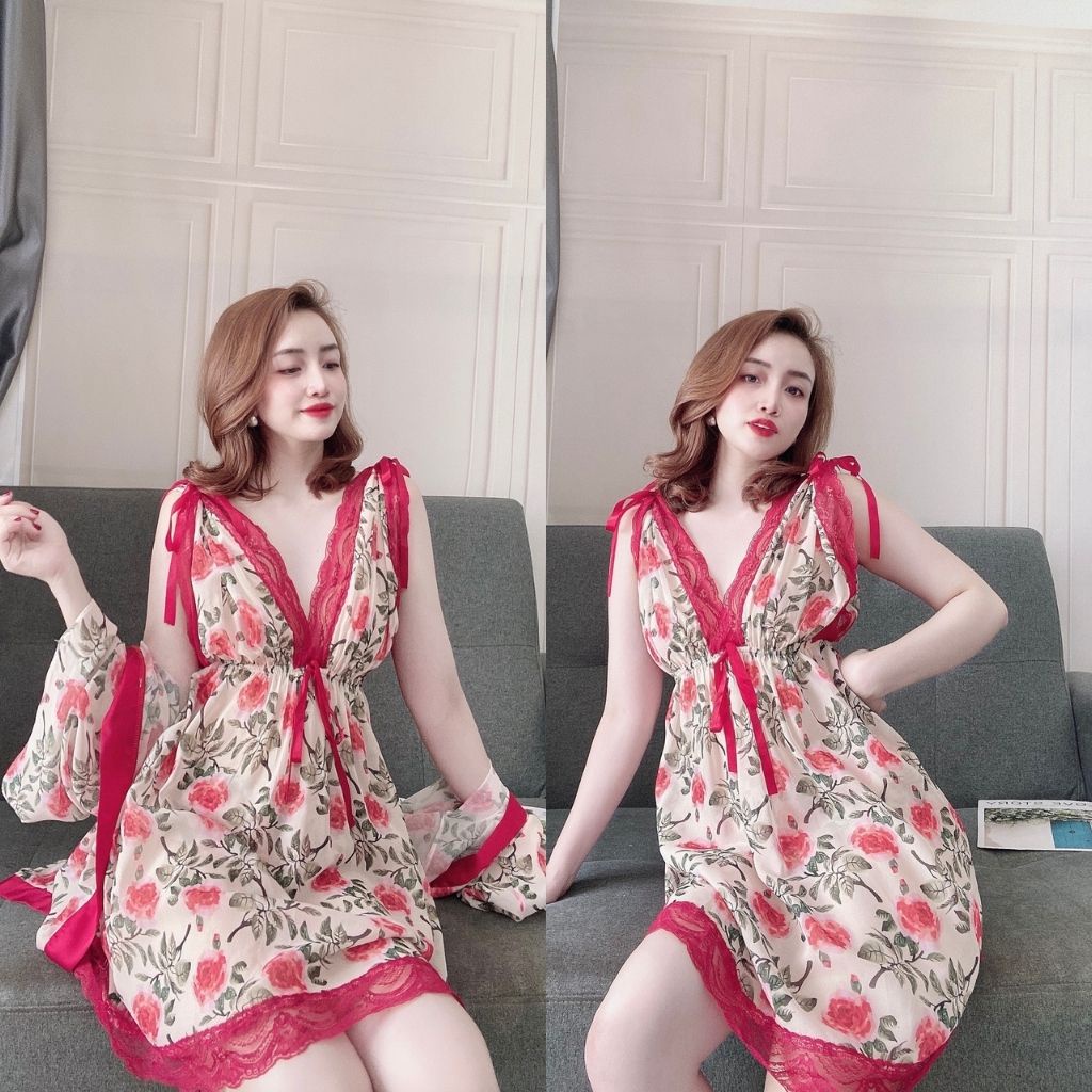 Áo choàng ngủ ❣️FREE SHIP❣️ Áo choàng tay dài tiểu thư vải lụa tơ mềm mượt