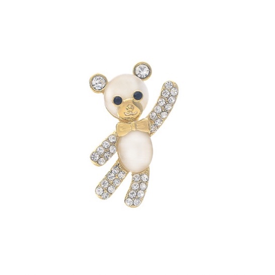 Ghim Cài Áo Hình Chú Gấu Đính Đá Opal Lấp Lánh Thời Trang Hàn Quốc Cho Nữ