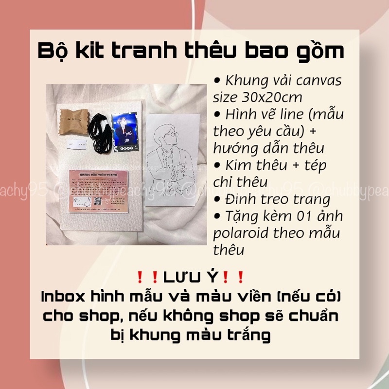 Bộ kit thêu tranh canvas size 30x20cm - Nguyên liệu tự thêu tranh canvas