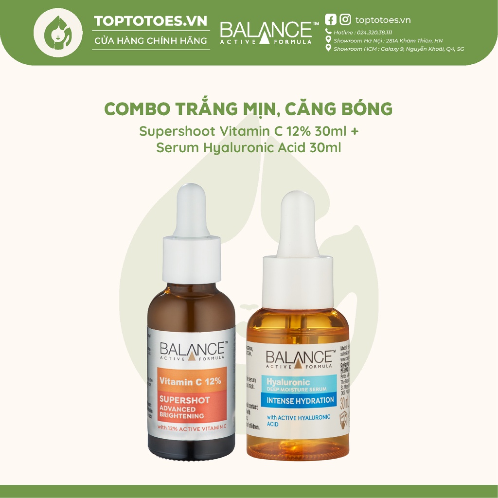 Serum dưỡng trắng, mờ thâm Balance Vitamin C 12% Supershot 30ml