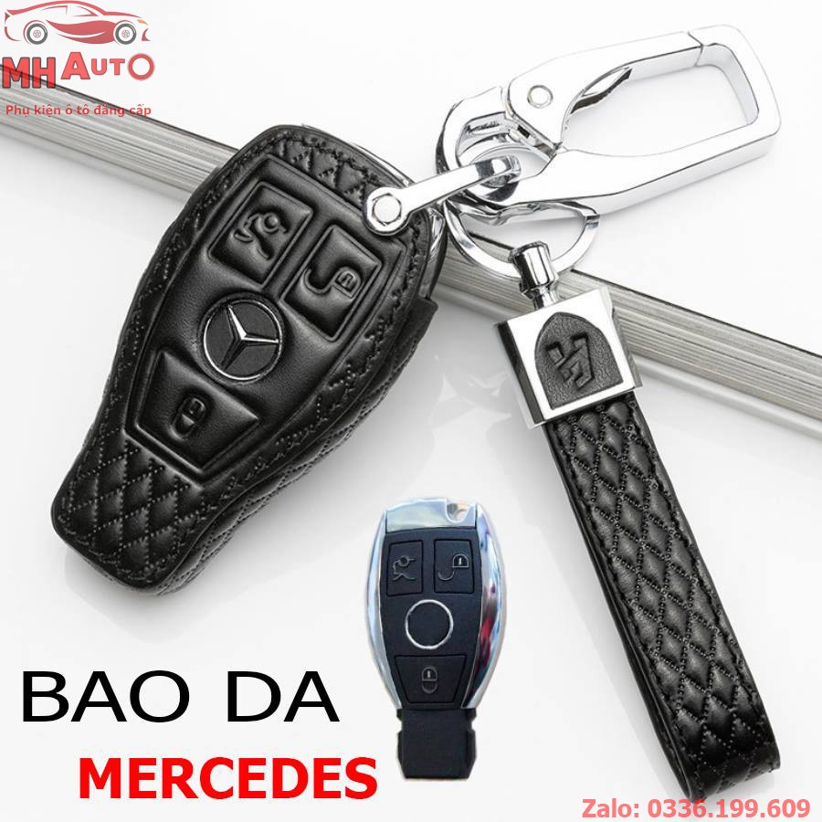 Bao da chìa khóa xe ô tô Mercedes màu đen hàng cao cấp loại đẹp M1