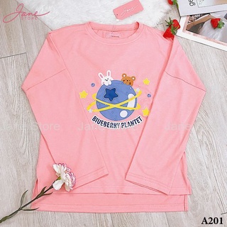 Áo cotton dài tay cho bé gái (có BIG SIZE) màu hồng họa tiết dễ thương Jane A201