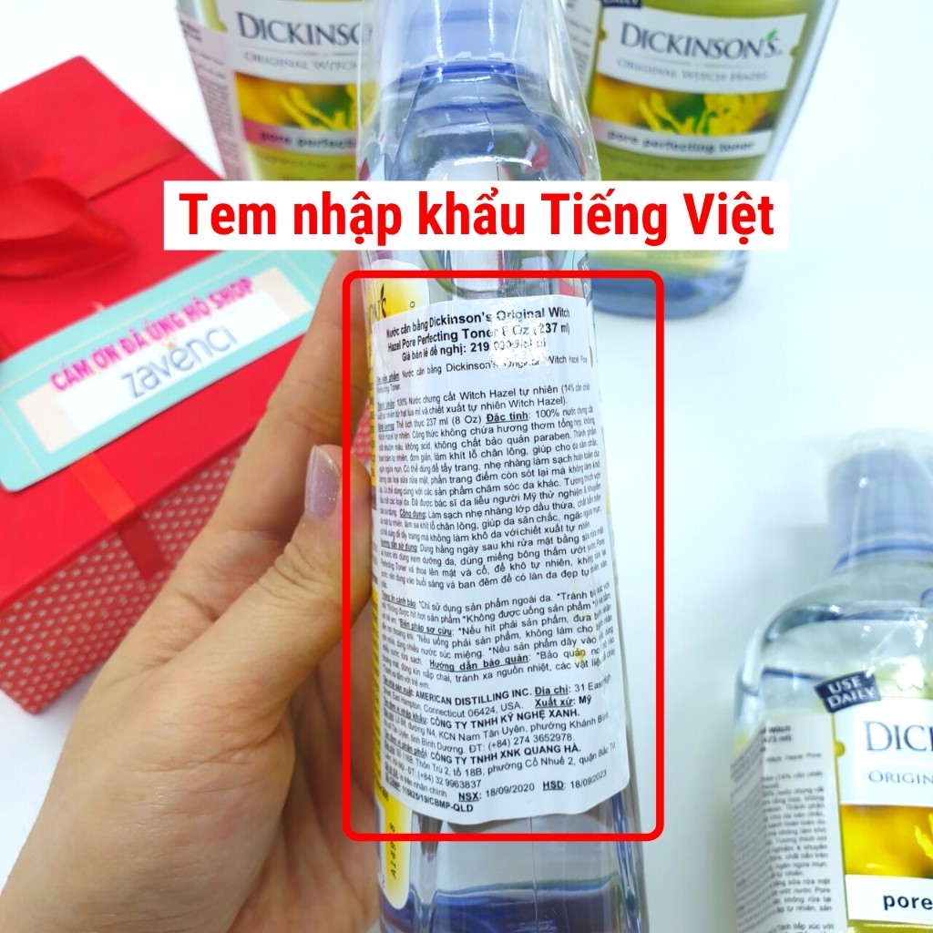 Nước Hoa Hồng DICKINSON'S Toner Se Khít Lỗ Chân Lông &amp; Giảm Mụn Original Witch Hazel Pore Perfecting (237 - 473ml)