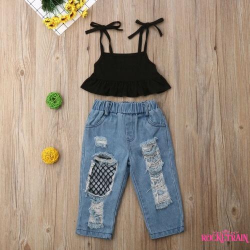 Set áo thun phối quần Jeans dài thời trang cho bé gái