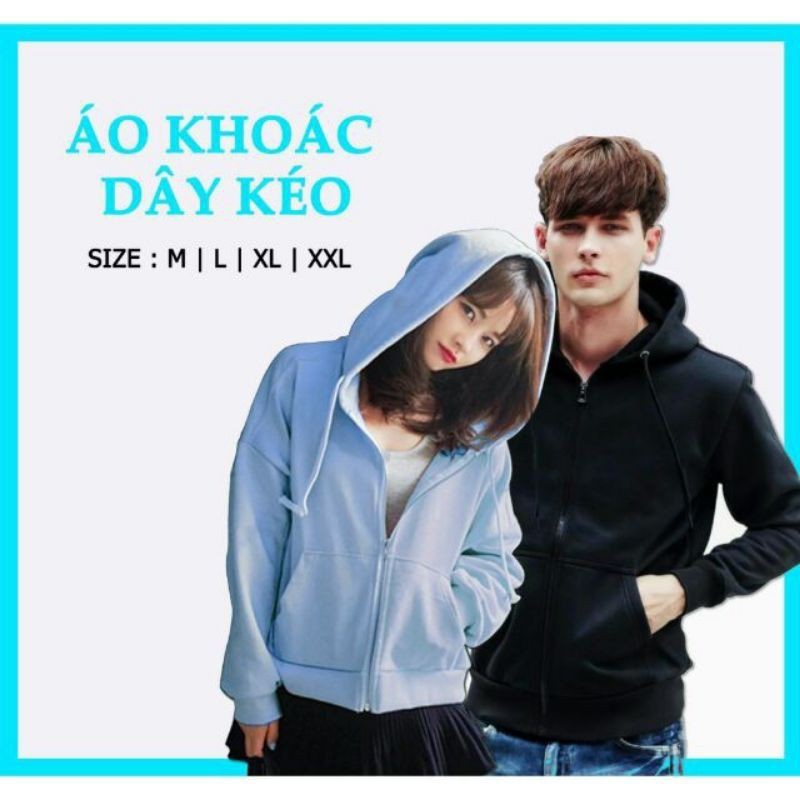 Áo hoodie dây kéo form rộng màu xanh lam M L XL 2XL 40kg - 85kg