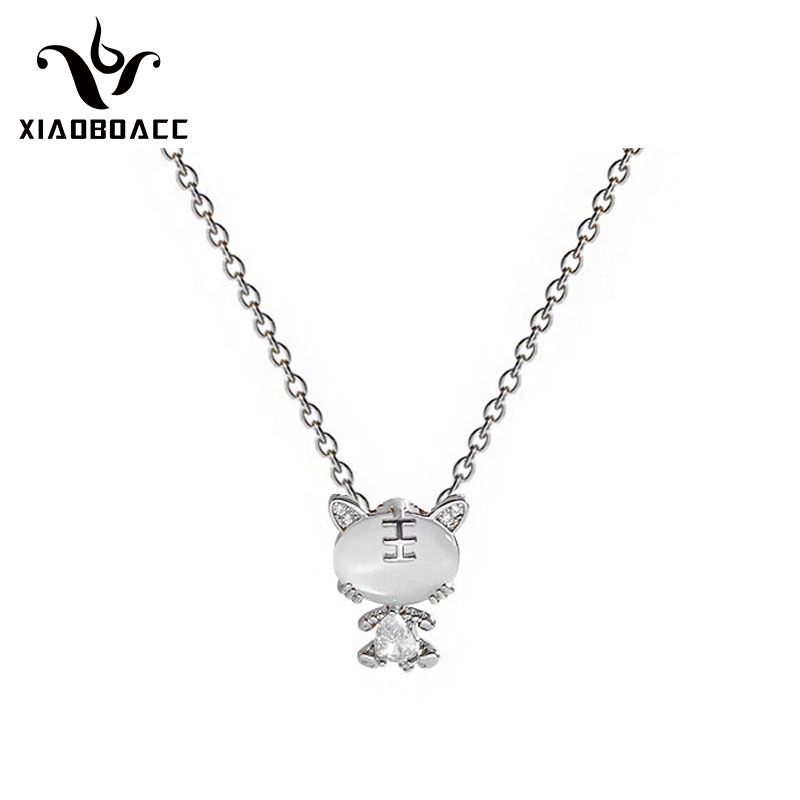 XiaoboACC Vòng Cổ Mặt Hình Hổ Đính Đá Opal Cho Nữ - 38cm+6cm