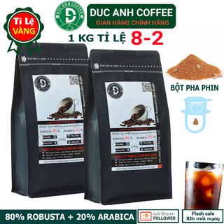 1kg Cà Phê Bột Pha Phin tỉ lệ 8-2 rang mộc DUC ANH COFFEE với 80% Robusta + 20% Arabica - phin cafe Đức Anh