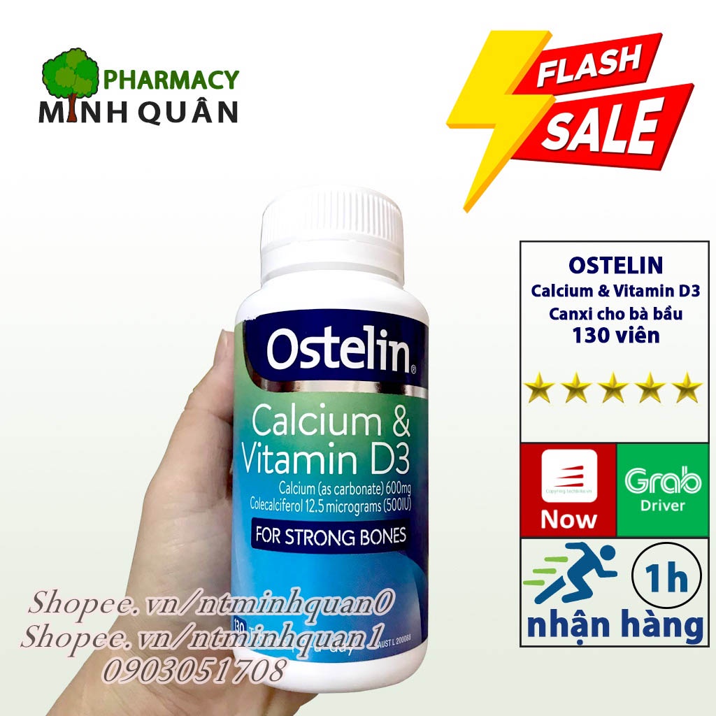 Ostelin canxi &amp; Vitamin D3, Canxi cho bà bầu, 130 viên _MINH QUÂN2