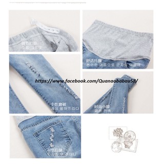 Quần jeans bầu rách