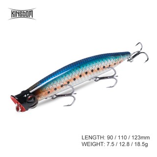 Mồi Câu Cá Nhân Tạo Kingdom Cứng Sơn Màu Laser 3d Nổi Trên Mặt Nước Trọng Lượng 7.5g / 18.5g 90mm / 110mm / 123mm