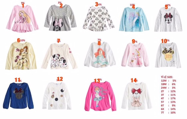 Áo bé gái Disney xuát xịn
