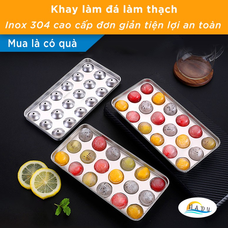 Khay Làm Đá Tròn Nhỏ 18 Viên Có Nắp Đậy Cao Cấp Inox 304 Đạt Chất Lượng Đức SSGP