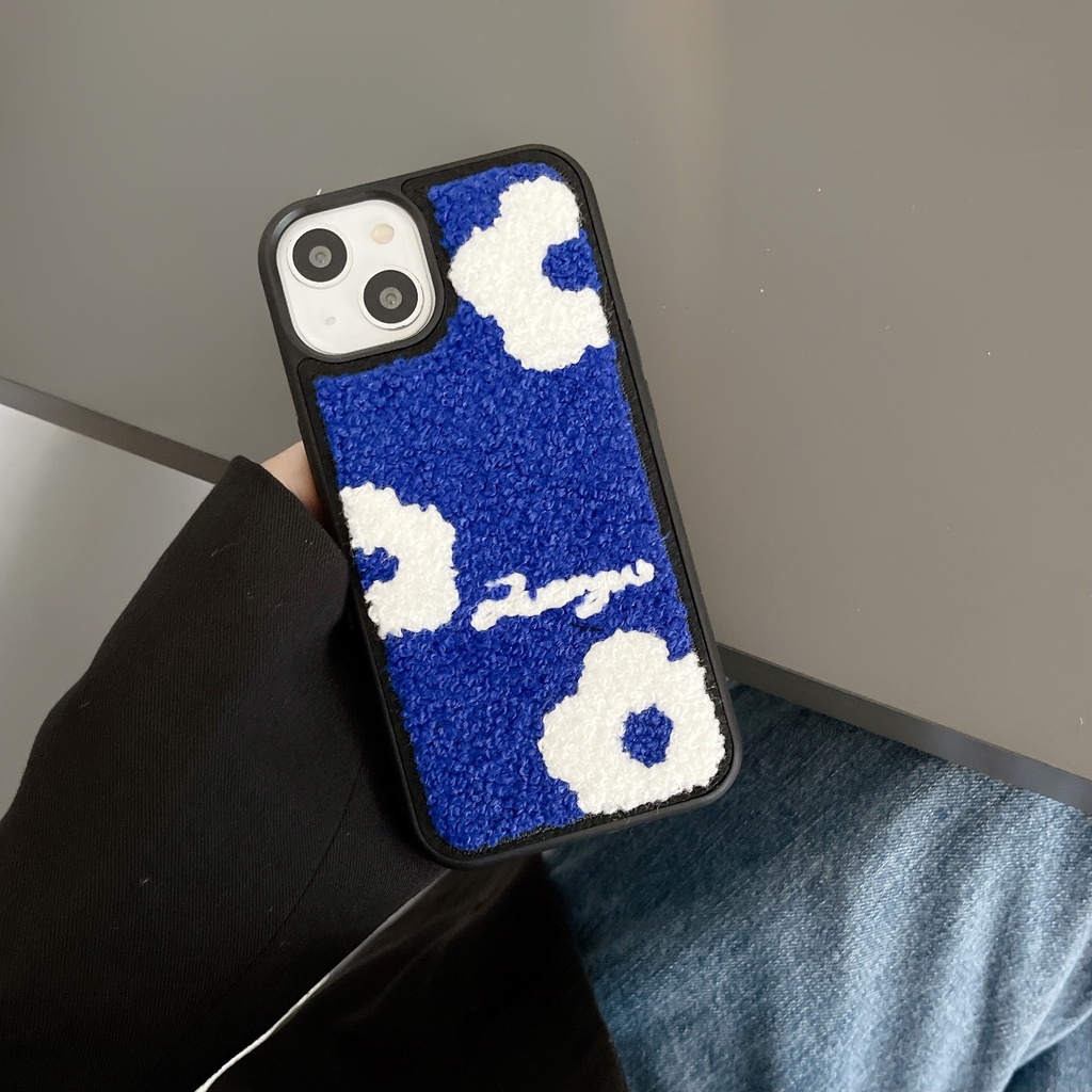 Ốp Điện Thoại Tpu Phối Lông Thêu Hoa Cho iPhone 14 13 12 11 Pro XS Max XR 7 8 Plus