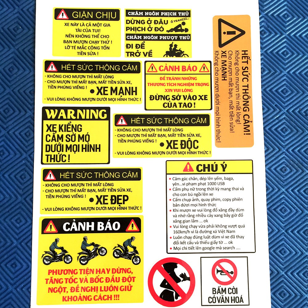Combo 12 Tem Dán Xe Máy Hài Hước - Team Xe Wave Winner