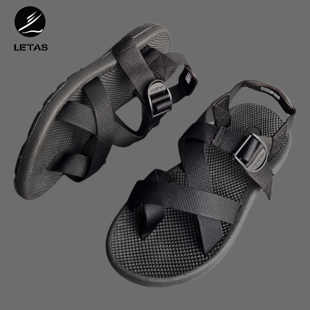 Sandal Unisex Quai Chéo Xỏ Ngón Letas LNV65 - Đen