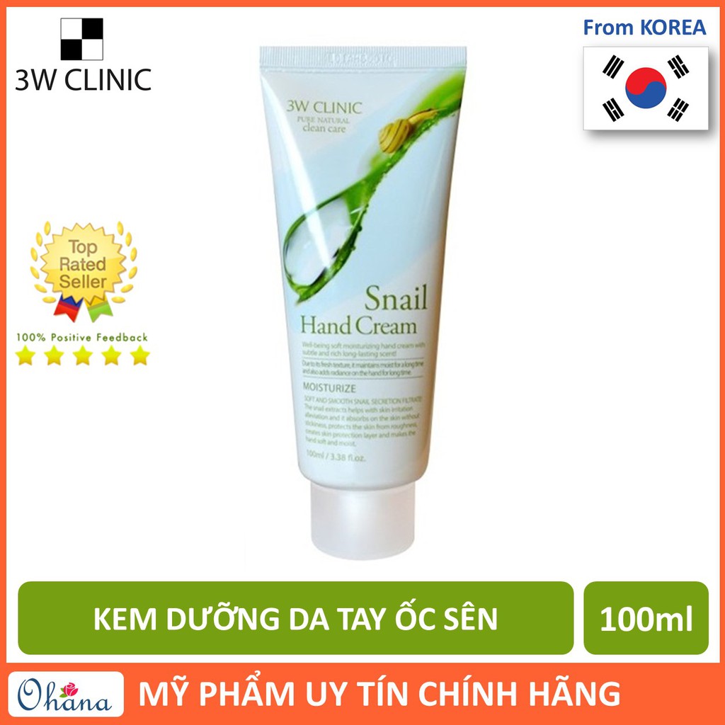 Kem Dưỡng Da Tay Ốc Sên 3W Clinic Snail Hand Cream 100ml