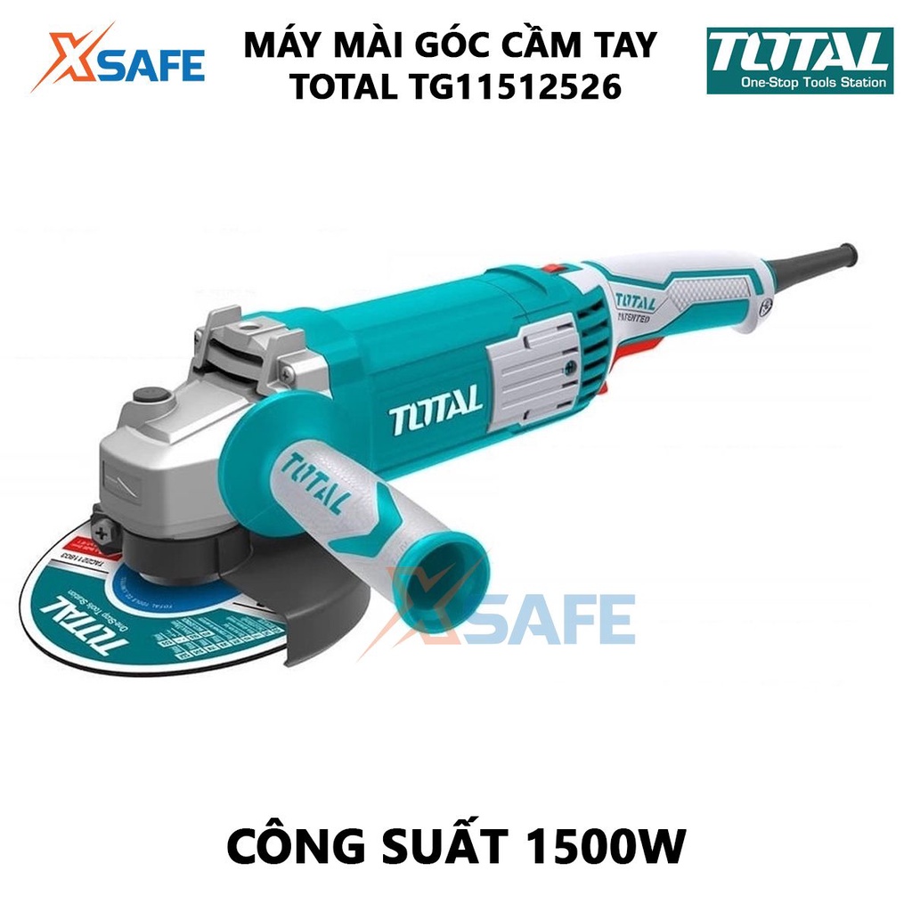 Máy mài góc TOTAL TG11512526 Máy mài cầm tay 1500W Điện áp 220V-240V, nhỏ gọn, đường kính đĩa cắt 125mm[XSAFE]