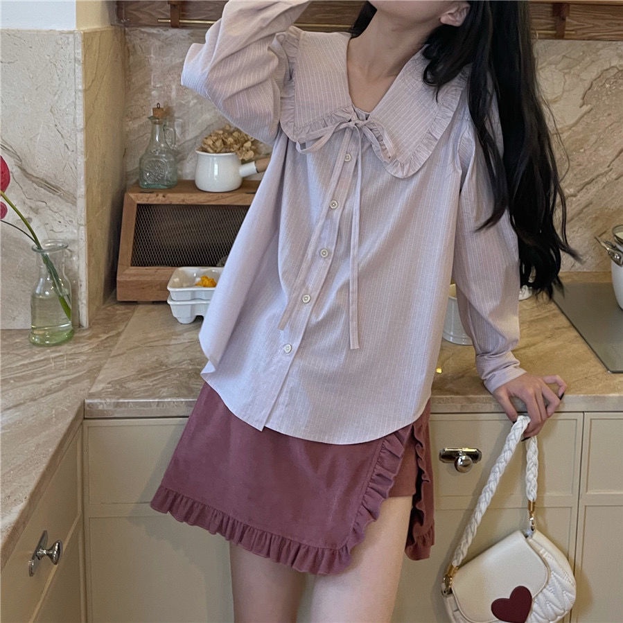 Chân Váy Chữ A Lưng Cao Phối Bèo Thời Trang Mùa Xuân 2022 Mới Cho Nữ