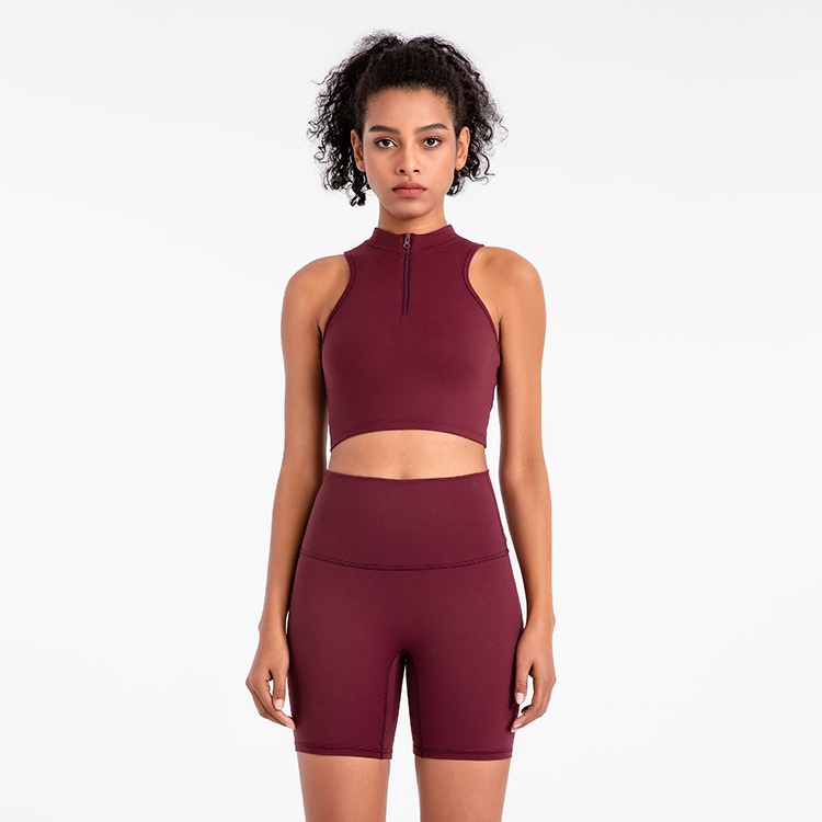 One set Áo Ngực Có Dây Kéo Trước + Quần Short Tập yoga