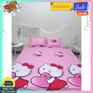 Bộ Ga Gối Mẫu 2021 cotton poly 1m6x2m,1m8x2m-HCM hello kitty ôm tim