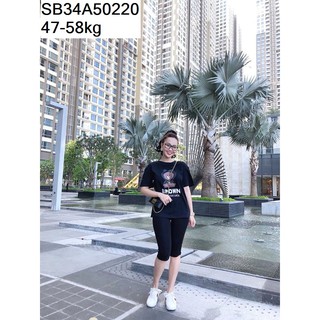 Đồ bộ mặc nhà quần lửng in hình