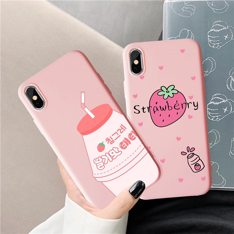 Ốp lưng silicone hình nước dâu cho iPhone 6 6s 7 8 6plus 8plus XR X XS XSMax 11 11pro | BigBuy360 - bigbuy360.vn