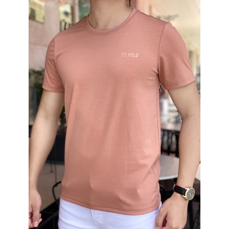 Áo Thun Nam Cổ Tròn Ngắn Tay TT PoLo, Áo Phông Cotton Nam Cổ Tròn Ngắn Tay In Logo Chất Mát 50-90kg