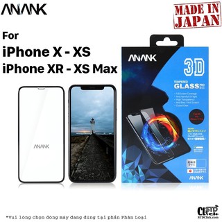 KÍNH CƯỜNG LỰC IPHONE XS MAX - XR - XS - X ANANK FULL 3D NHẬT BẢN CHÍNH HÃNG HÀNG CHUẨN