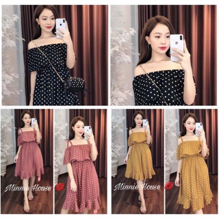 Váy chấm bị còn vàng hồng