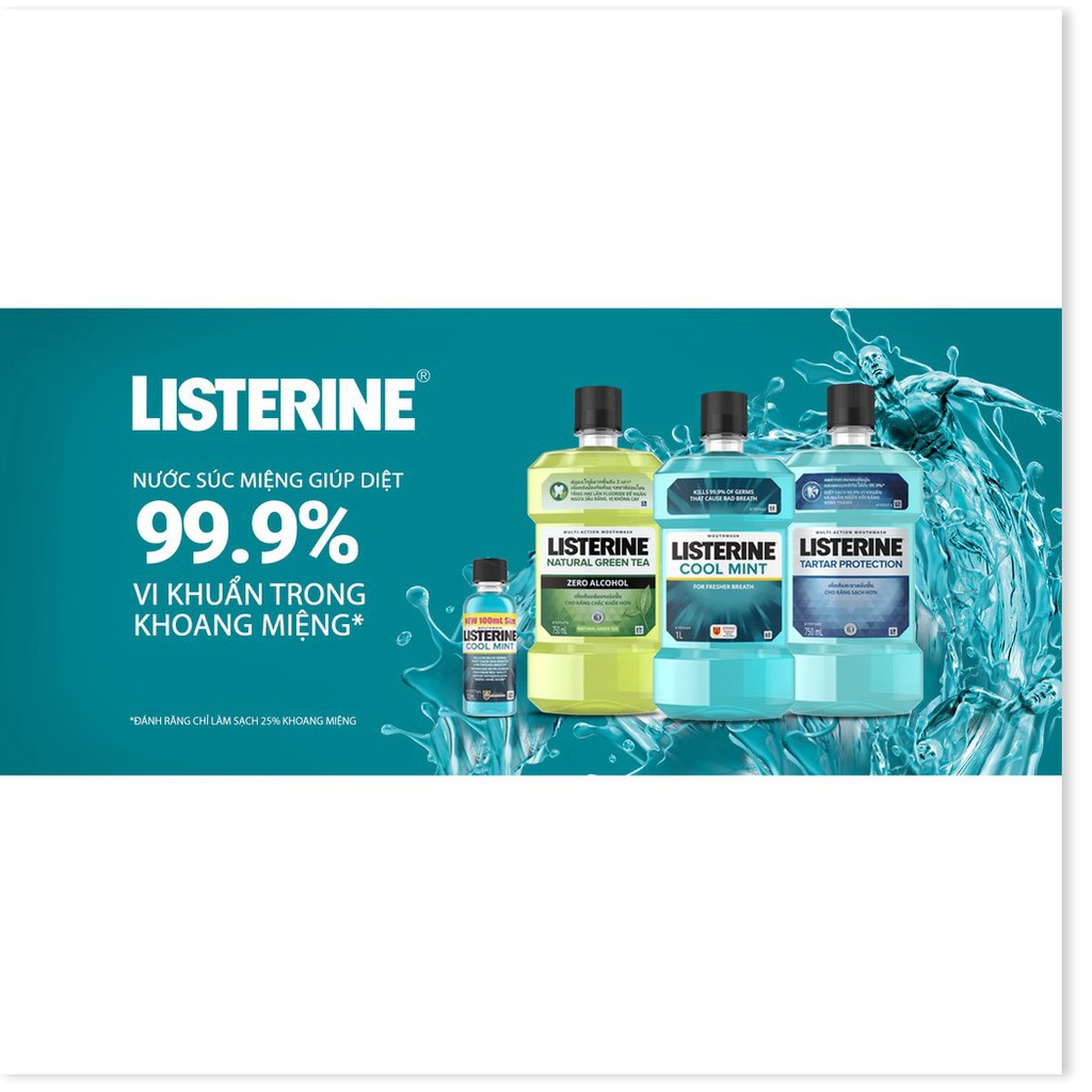 [Mã giảm giá sỉ mỹ phẩm chính hãng] Nước Súc Miệng Hơi Thở Thơm Mát Listerine Cool Mint Mouthwash 100ml