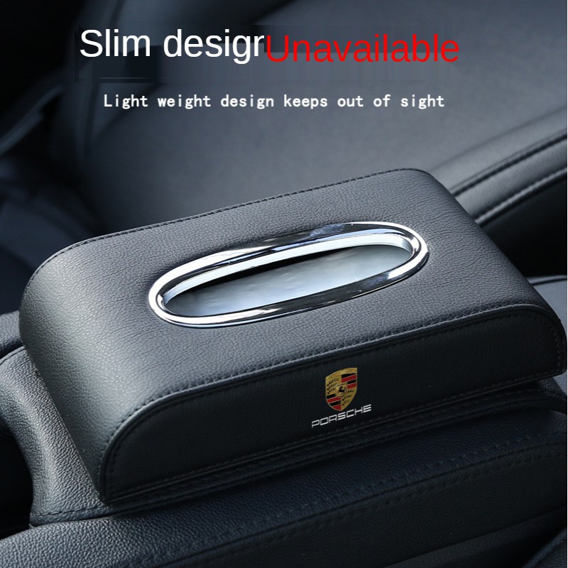 Hộp Đựng Khăn Giấy Bằng Da Cao Cấp Cho Xe Ô Tô Porsche Panamera/Macan/Cayenne/Can/718/911
