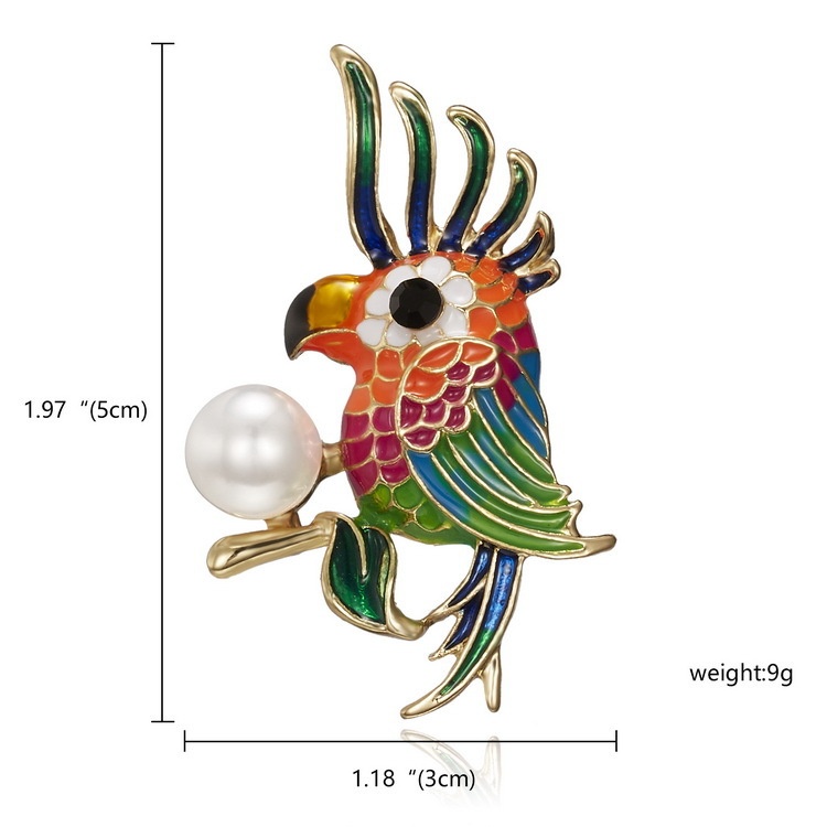 Trâm Cài Áo Hình Chú Vẹt Đính Ngọc Trai Thời Trang