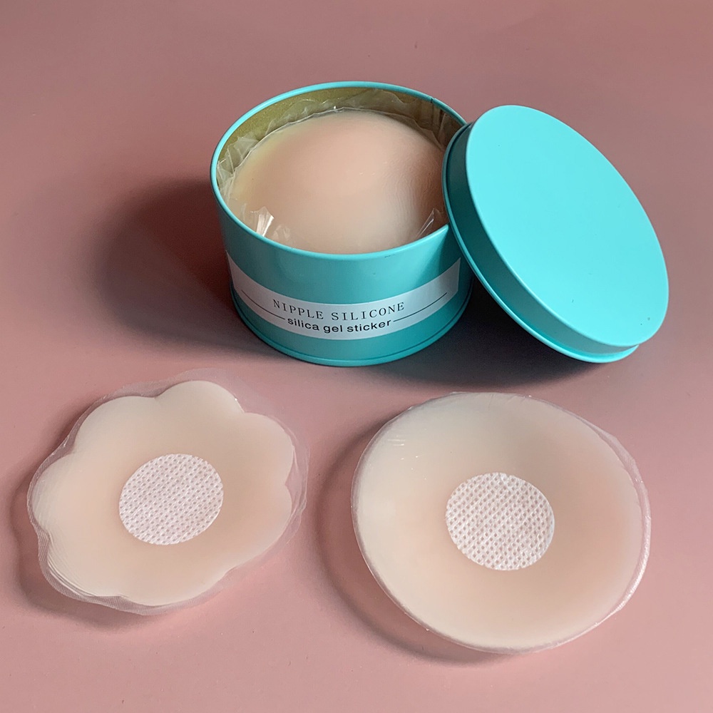 Hộp 6 cặp miếng dán ngực silicone trong suốt thoáng khí tự dính gợi cảm có thể tái sử dụng