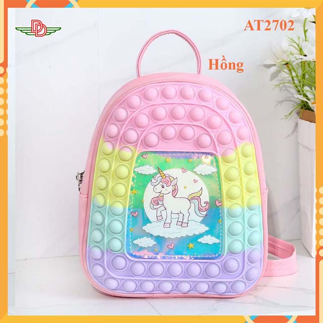 Balo Pop It - Mẫu balo cho bé có họa tiết Unicorn siêu xinh- cao cấp_AT2702