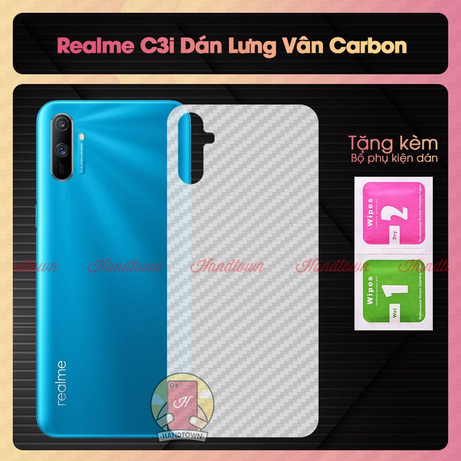 Miếng dán lưng cacbon Realme C3i Bản Không Cảm Ứng Vân Tay