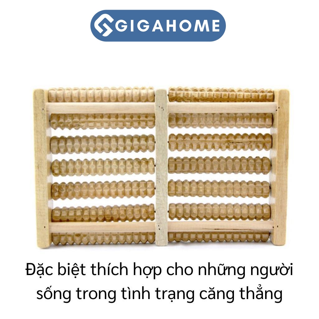 Bàn Lăn Chân Gỗ GIGAHOME Bấm Huyệt, Massage Chân 8 Hàng 9662