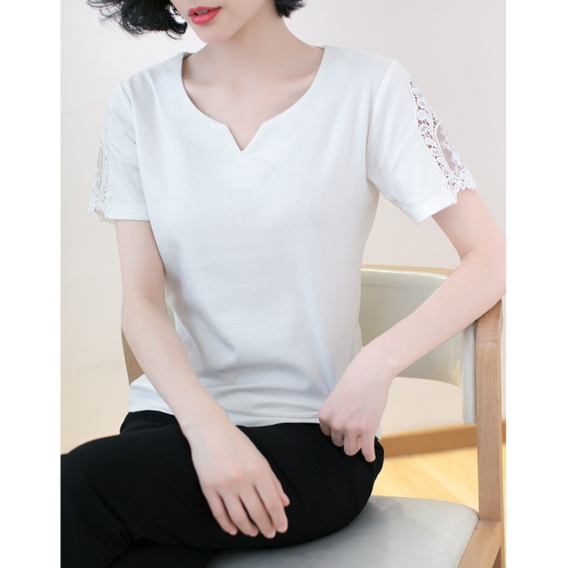 Áo cotton 100% tay ren - Thoáng và mát