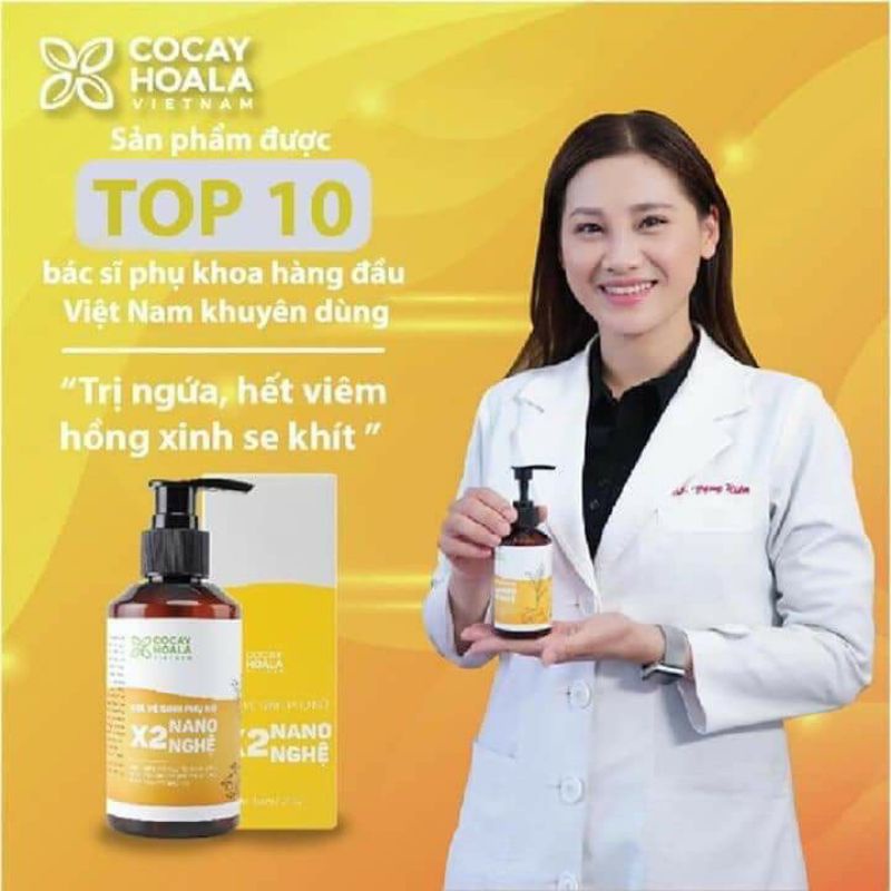 Dung Dịch Vệ Sinh Phụ Nữ Hồng Mịn Se Khít Gel X2 Nano Nghệ Cocayhoala 150ml