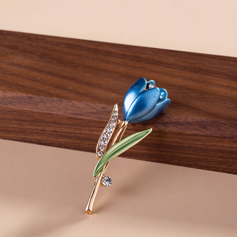 Trâm cài áo phối hình hoa tulip đính đá thời trang cho nữ
