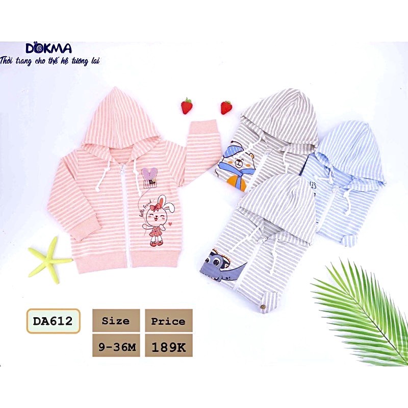 Dokma - Áo khoác nỉ nhung kẻ có mũ DA612