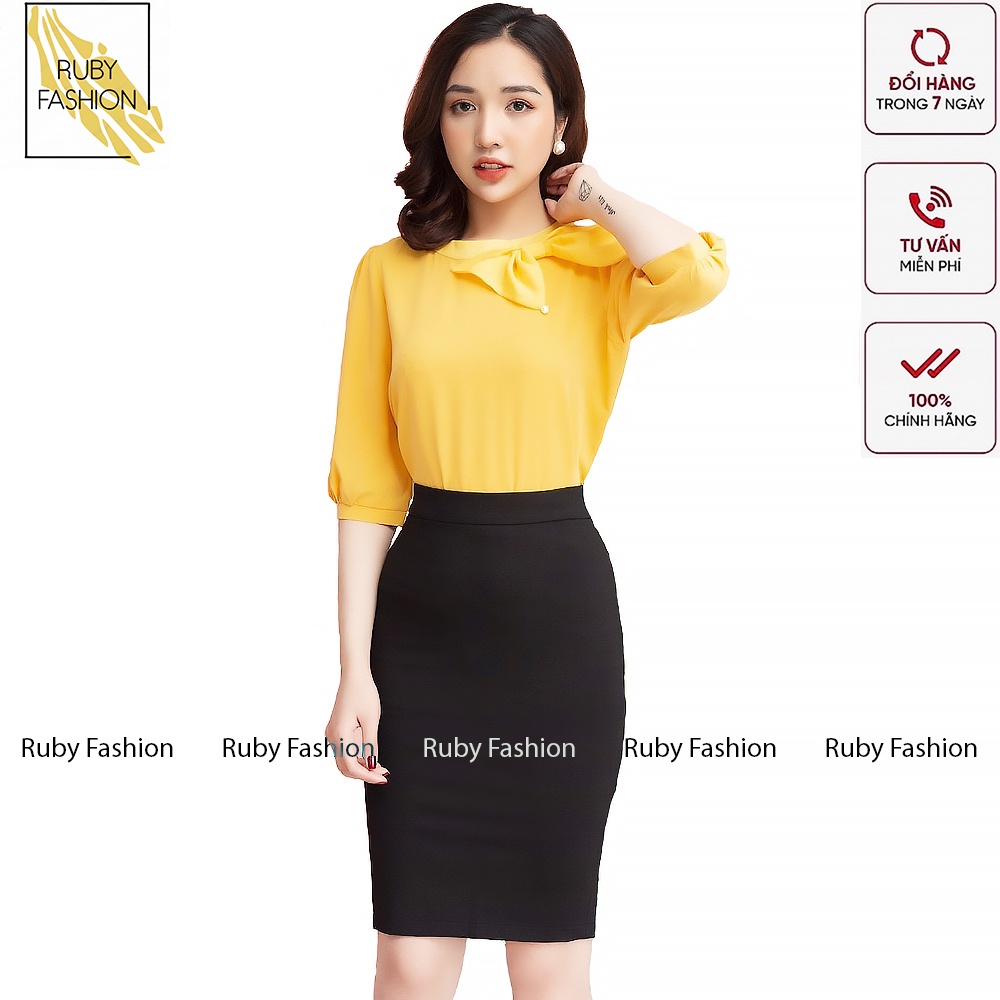 Chân váy bút chì lưng thun cao đồ công sở vải co giãn ôm body xẻ sau dáng dài màu đen | BigBuy360 - bigbuy360.vn