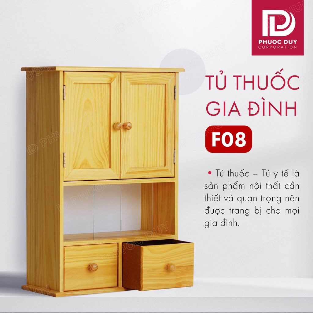 Tủ thuốc - Tủ y tế gia đình gỗ tự nhiên F08