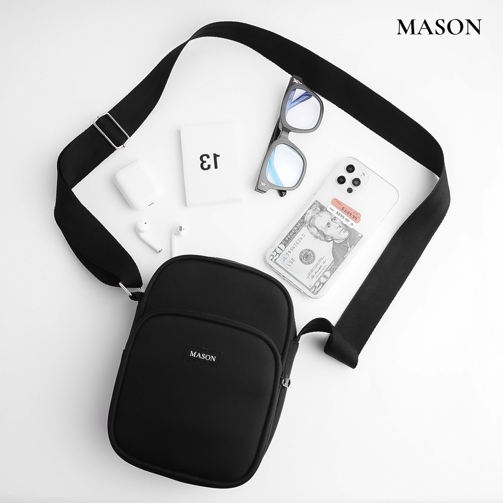 Túi đeo chéo nam nữ unisex Slim Bag nhỏ gọn cao cấp vải Oxford chống nước thương hiệu MASON - M12