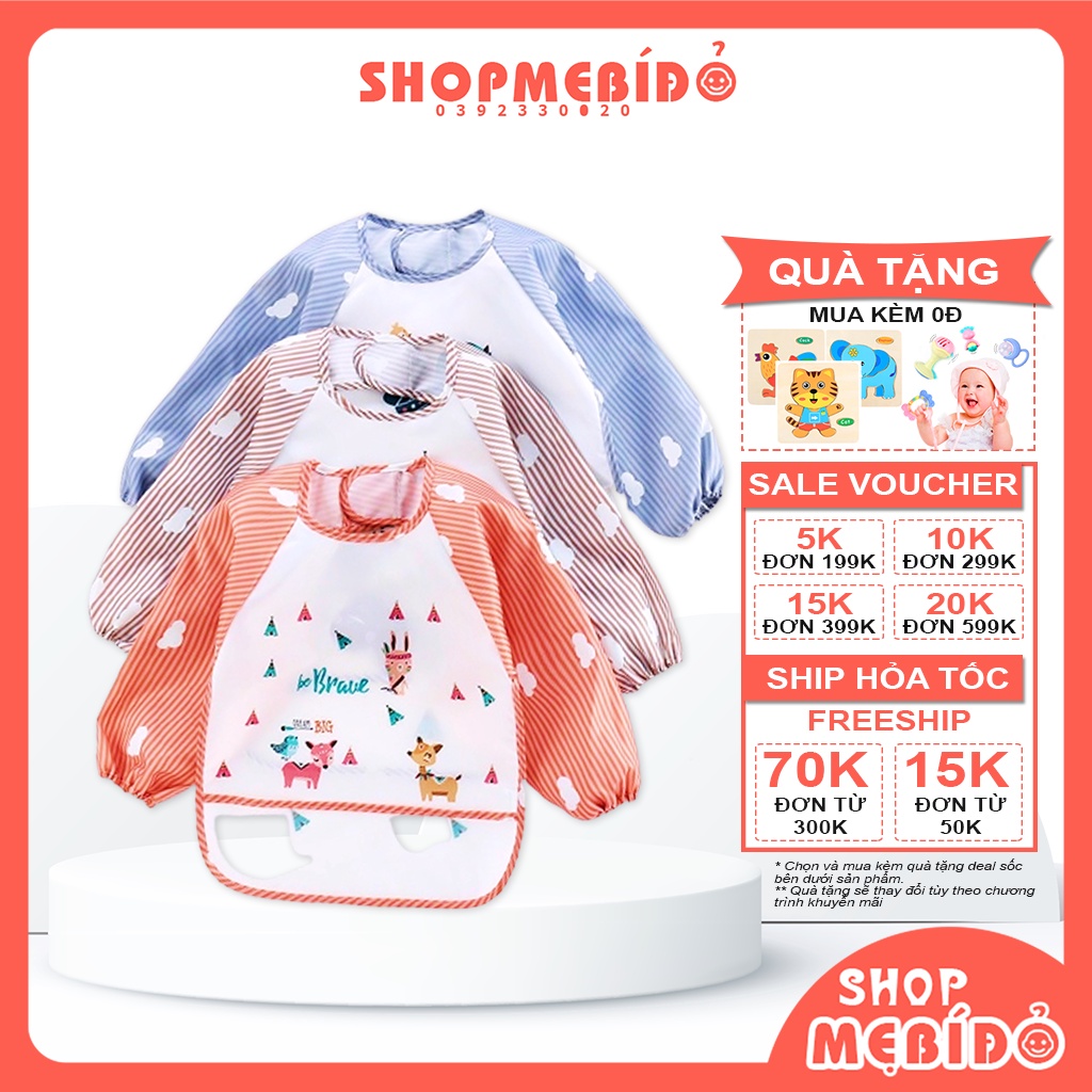 Áo Yếm Ăn Dặm BLW Có Máng Hứng Thức Ăn Rơi Chống Thấm Nước Cao Cấp Tiện Lợi Cho Bé Shop Mẹ Bí Đỏ