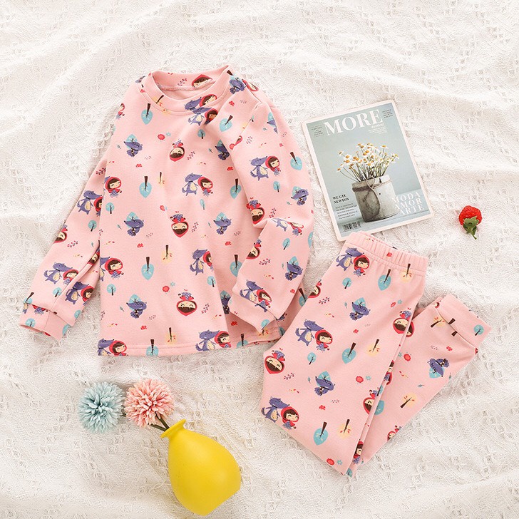 Bộ quần áo thu đông bé gái chất đẹp cotton mềm mịn hàng Quảng Châu cao cấp họa tiết dễ thương - BTD1