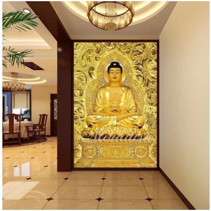 Tranh Đính Đá PHẬT A DI ĐÀ (ĐÁ ABC CAO CẤP). Kích Thước: 70cm x 50cm