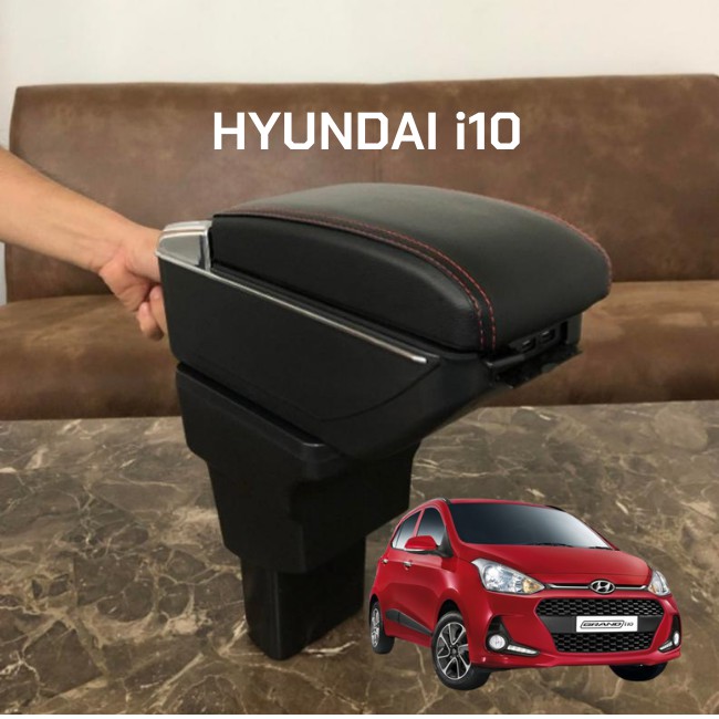 Bệ tỳ tay xe Hyundai i10 cao cấp tích hợp cổng sạc USB - Bảo hành 12 tháng