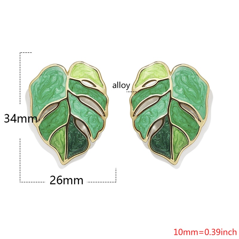 Bông tai hình hoa lá tráng men thời trang dành cho nữ