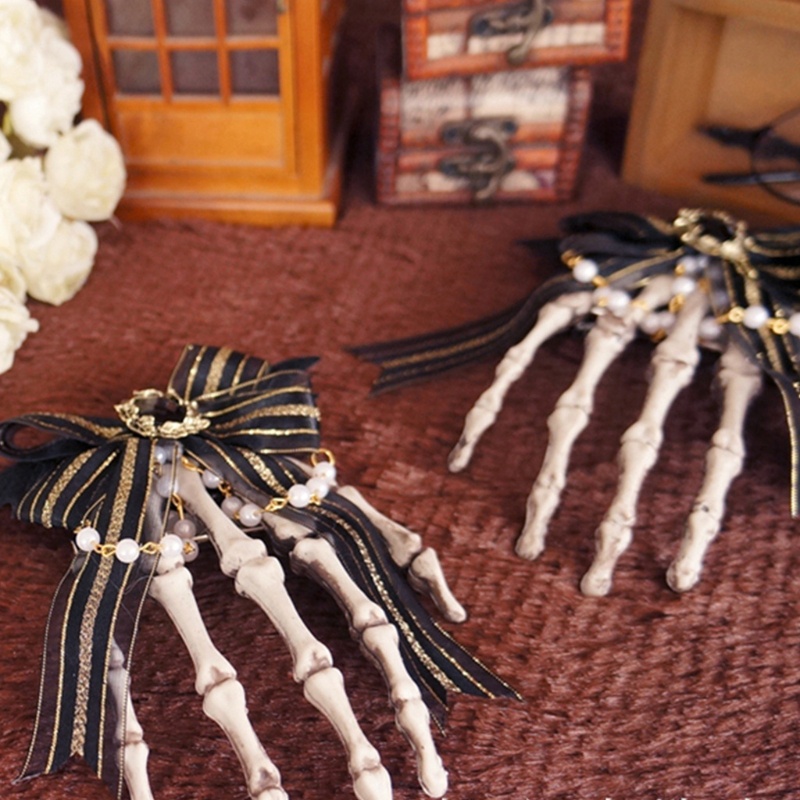 Kẹp Tóc Ruy Băng Đính Hạt Ngọc Trai Nhân Tạo Cho Bé